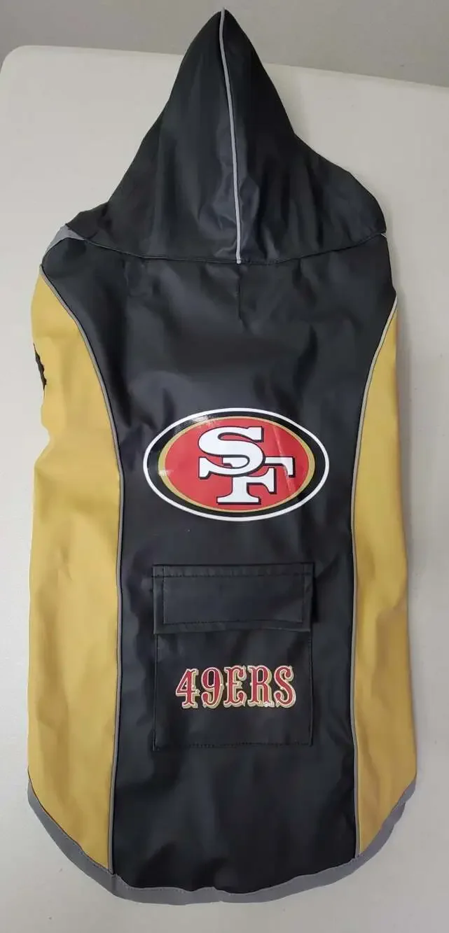 Pets First San Francisco 49ers NFL Dog Raincoat with Hood Size L